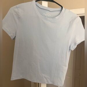 Abercrombie & Fitch baby tee A&F essentials light baby blue
